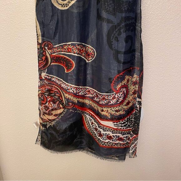 Black colorful metallic thread semi sheer lightweight scarf silky wrap pashmina - Picture 6 of 9